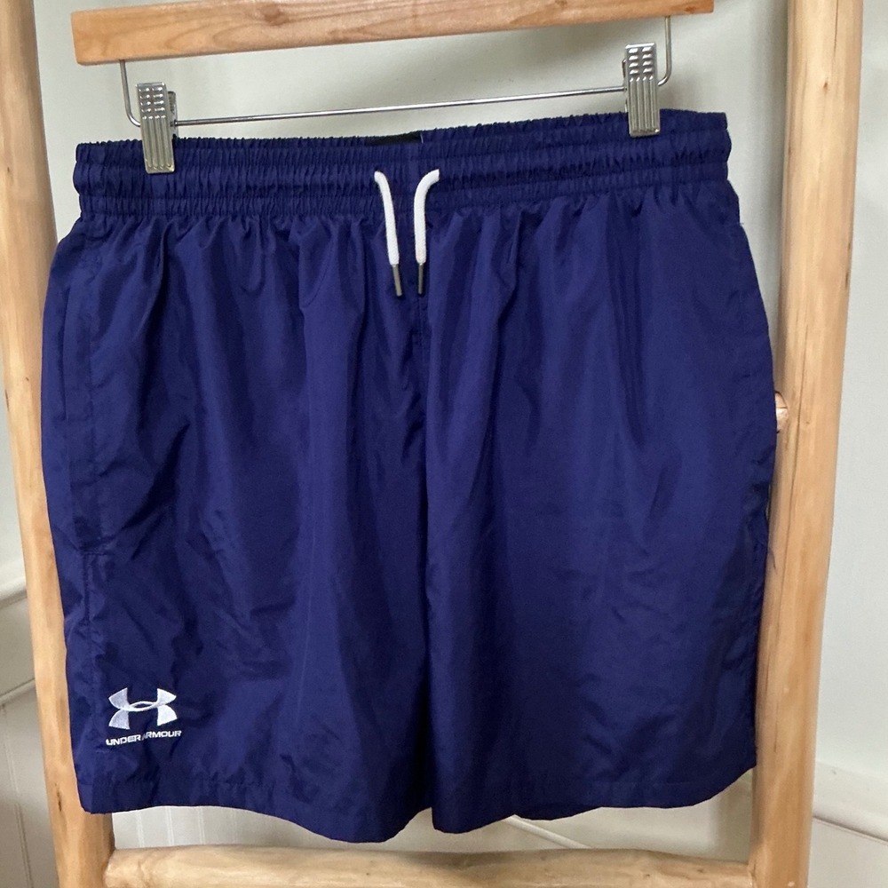Under Armour Mens‎ Navy Blue Athletic Training Shorts Size Large Drawstring Mesh